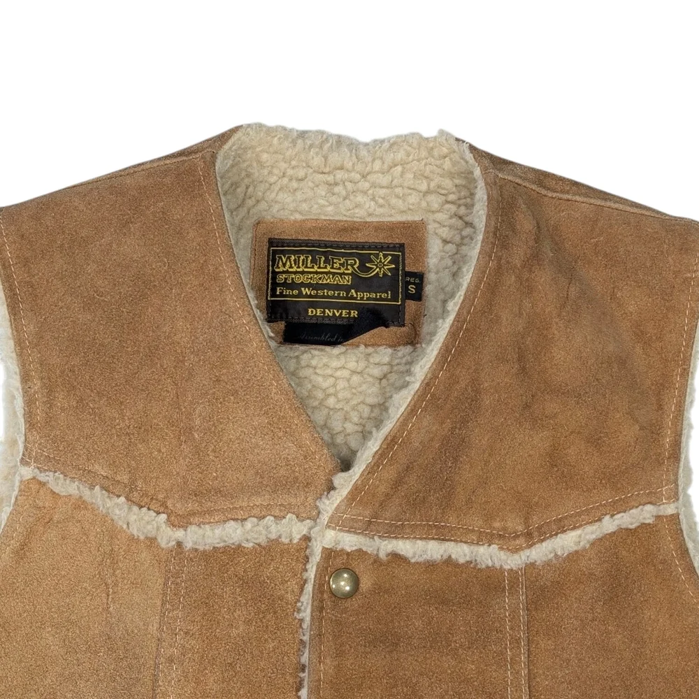 Vintage Miller Stockman Fine Western Apparel cowhide suede snap up vest. Small
